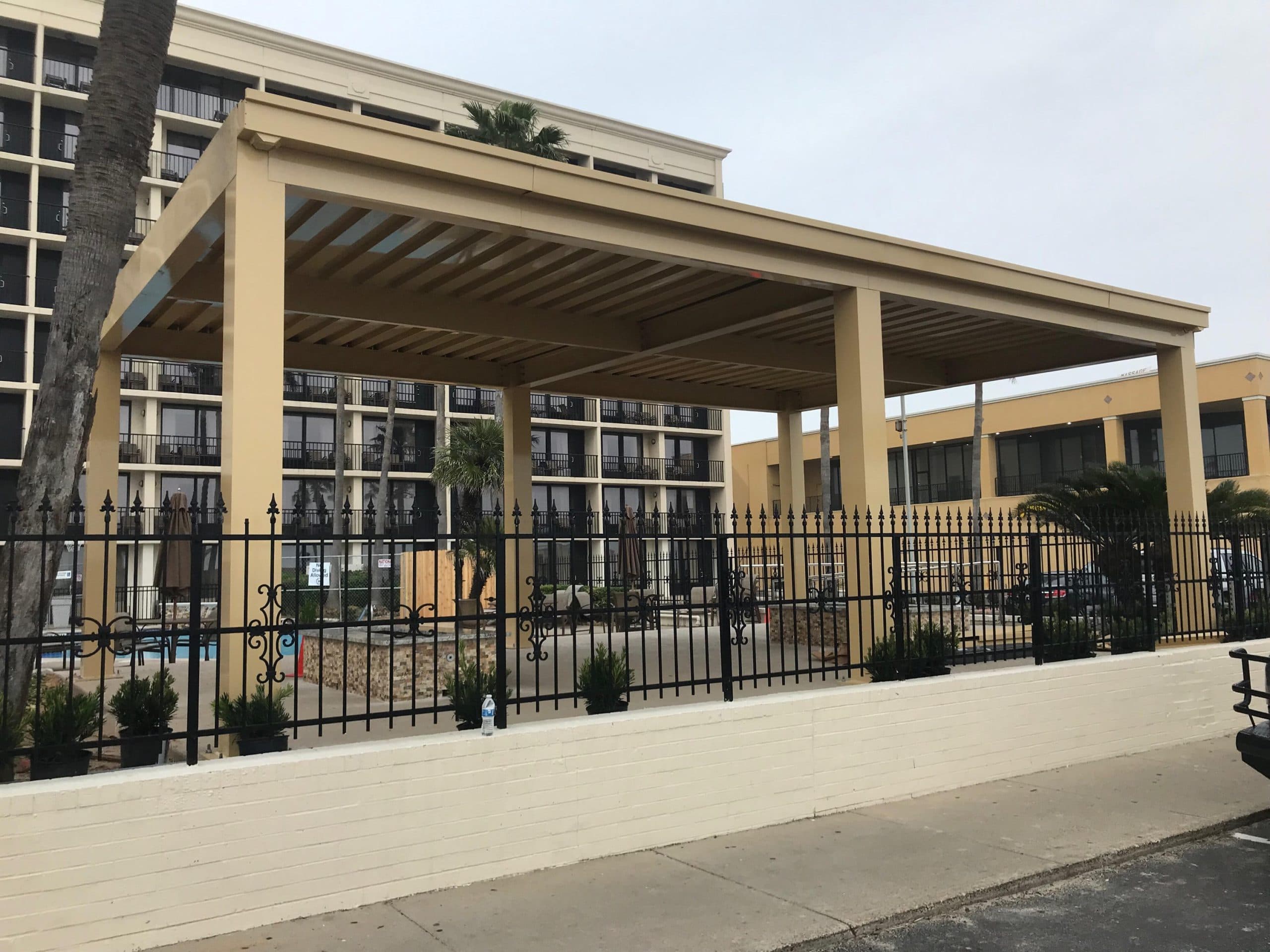 Custom extruded aluminum awnings, walkway covers & canopies installation 7 by AAA Awning Co., Houston Texas
